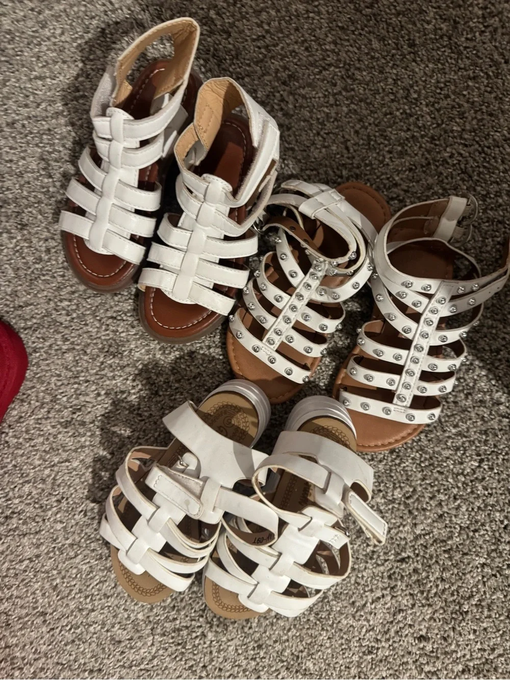 Kids White Gladiator Sandals with Stud Details - Brand